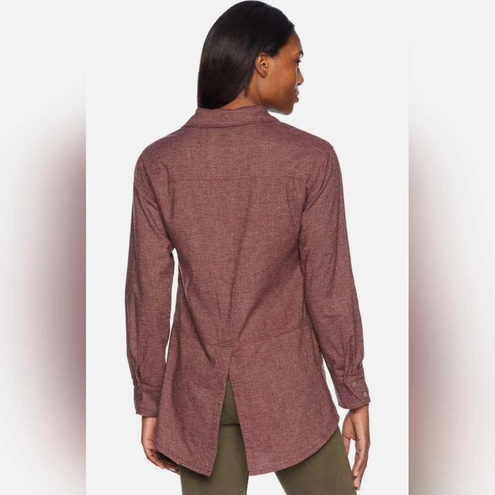 šprAna Aster Tunic Top Roll Tab Sleeve Size S Mauve Hemp Blend EUC - Picture 2 of 8